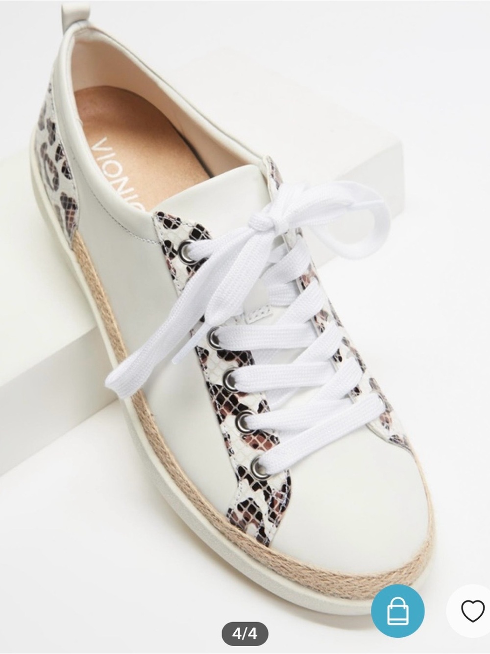 Vionic Winny Lace Up Sneakers In White Leopard